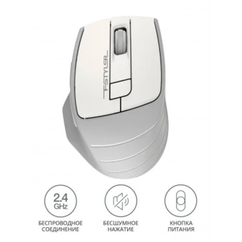 Мышь A4Tech Fstyler FG30S белый/серый оптическая (2000dpi) silent беспроводная USB (6but) Мышь A4Tech Fstyler FG30S белый/серый оптическая (2000dpi) silent беспроводная USB (6but)